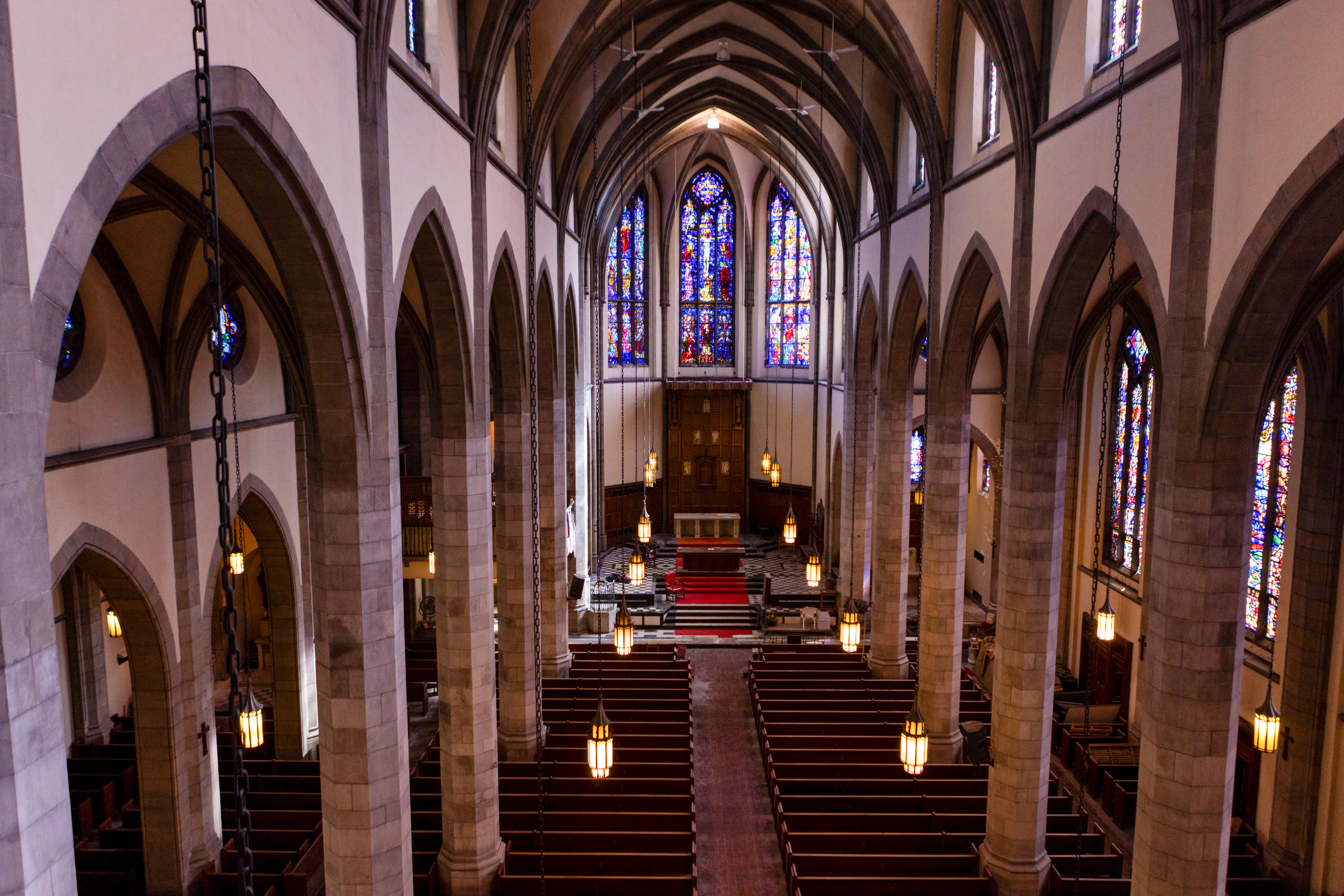 View of the altar area at Holy Rosary Church